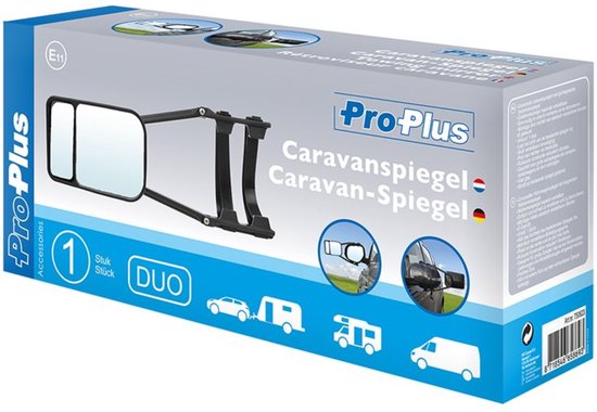 Pro Plus Caravanspiegel - Duo - 23 cm - Universeel voor Links en Rechts - Zwart