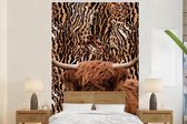 Behang - Fotobehang Panterprint - Schotse hooglander - Dieren - Breedte 225 cm x hoogte 350 cm