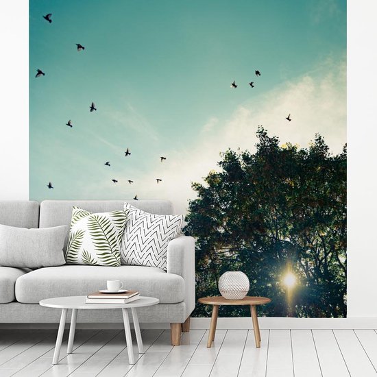 Papier Peint - Papier Papier peint photo Forêt - Arbre - Vogel - Largeur 300 cm x Hauteur 300 cm