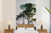 Behang - Fotobehang Italiaans landschap parasoldennen - Kunst - Hendrik Voogd - Schilderij - Zwart wit - Oude meesters - Breedte 120 cm x hoogte 240 cm