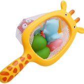 Badspeelgoed Dieren – Rubberen Badspeeltjes 3 stuks – Squirts set van 3 – Inclusief Schepnet Giraffe – Leeuw – Uil – Olifant – Visnet voor in Bad - Drijvend Badspeelgoed - Verjaard