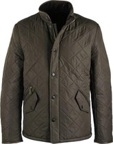Barbour - Quilted Jas Powell Olijf - Maat L - Modern-fit