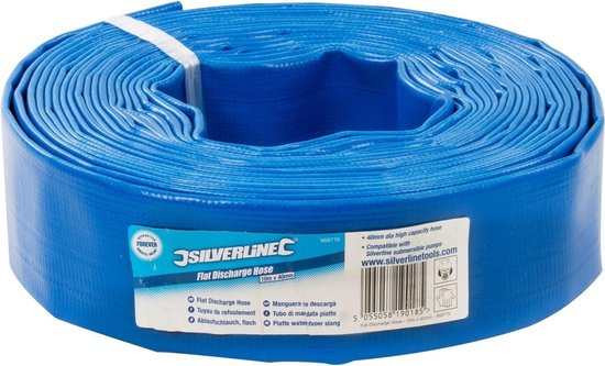 Tuyau De Décharge Plat Silverline 10 M X 50 Mm - Neuf - Pour Outils De Jardin électriques