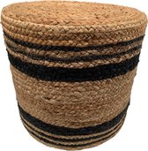 Rocaflor - poef -jute- rond - bruin- zwart- rond ø40hg35 cm