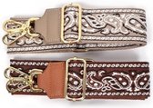 Schouderband paisley- bagstrap- leer- bruin