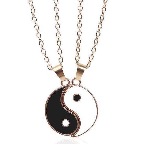 Yin & Yang Ketting Set voor Hem en Haar(goud kleurig) - Valentijn Cadeautje voor Stellen - Romantische Sieraden Set - Liefdes Cadeau