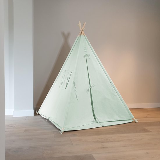 Sunny Alba Tipi Tent Pastel Groen - Wigwam Speeltent met ramen - 120x120x160cm - met Kussen kleed van Sunny. — afbeelding 5