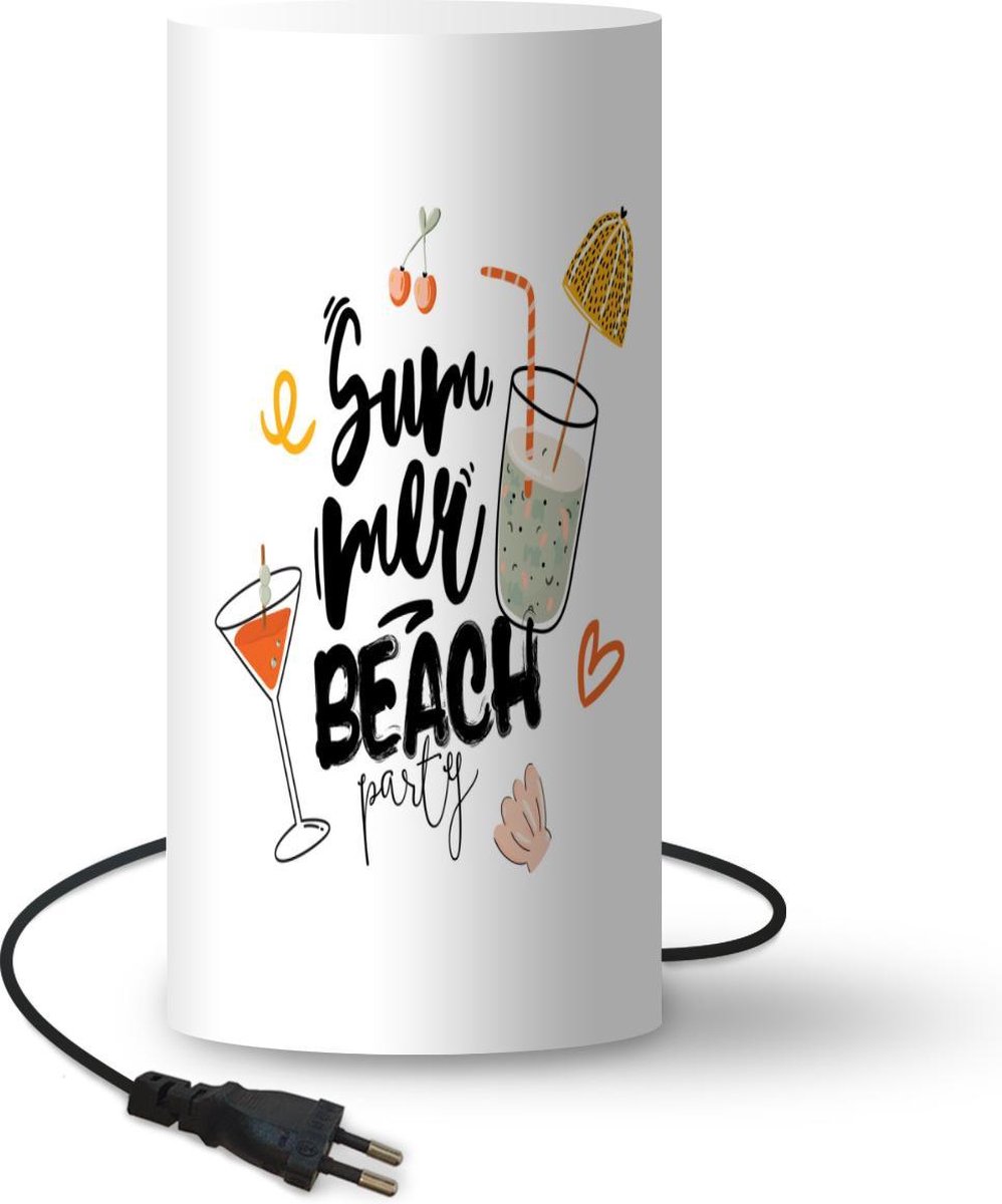 Lamp - Nachtlampje - Tafellamp slaapkamer - Cocktail - Zomer - Zwart - 33 cm hoog - Ø15.9 cm - Inclusief LED lamp
