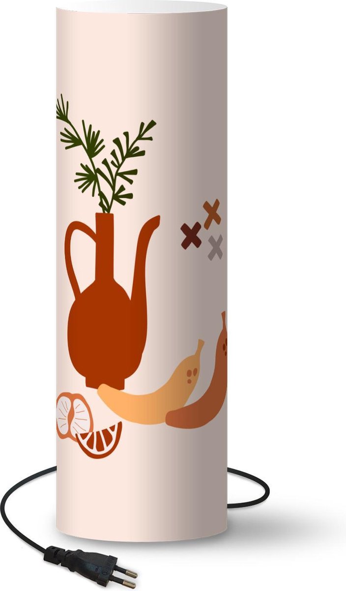 Lamp - Nachtlampje - Tafellamp slaapkamer - Kan - Fruit - Plant - 50 cm hoog - Ø15.9 cm - Inclusief LED lamp