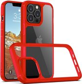 IYUPP Bumper - Geschikt voor Apple iPhone 13 Pro Hoesje Doorzichtig - Rood x Transparant - Shockproof