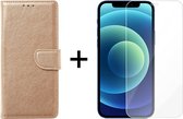 iPhone 13 Mini hoesje bookcase goud apple wallet case portemonnee hoes cover hoesjes - 1x iPhone 13 Mini screenprotector