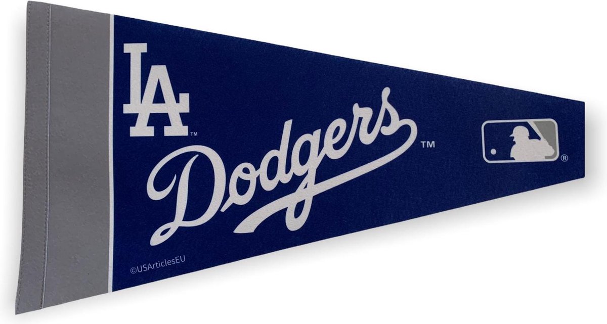 USArticlesEU - Los Angeles Dodgers - LA - Californie -  MLB - Vaantje - Baseball - Honkbal -  Sportvaantje - Pennant - Wimpel - Vlag - Blauw/Wit - 31 x 72 cm