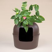 RHRQuality Kattenbak Flower XXL Bruin met Kussen onzichtbare kattentoilet 51Øx55cm