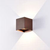 DAVOS Wandlamp LED 2x6W/550lm Vierkant Bruin