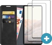 Xiaomi Redmi Note 10 5G Hoesje + 2 Screenprotectors - Portemonnee Book Case Kunstleer - Zwart