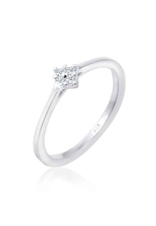 Elli PREMIUM Dames Ring Dames Verlovingsring Klassiek met Diamant (0.06 ct.) in 925 Sterling Zilver