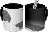 Magische Mok - Foto op Warmte Mok - Samoa tekening kaart met vlag - zwart wit - 350 ML