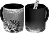 Magische Mok - Foto op Warmte Mok - Koraal bij helder water - zwart wit - 350 ML