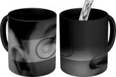 Magische Mok - Foto op Warmte Mok - Vlag van India - zwart wit - 350 ML