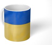 Mok - Koffiemok - Close-up van de vlag van Oekraïne - Mokken - 350 ML - Beker - Koffiemokken - Theemok