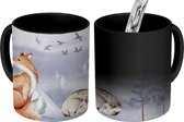 Magische Mok - Foto op Warmte Mokken - Koffiemok - Winter - Uil - Vos - Hert - Magic Mok - Beker - 350 ML - Theemok