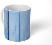 Mok - Blauwe muur met een planken structuur - 350 ML - Beker
