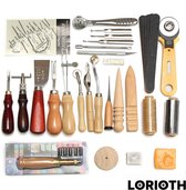 LORIOTH® Leer Hobby gereedschappen - Leer Bewerk Starterskit - Complete Leder bewerkset - 37Pcs - Leathercraft - Naaiset