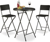 Relaxdays 3-delige statafel set met 2 stoelen - inklapbaar - barstoelen - hoge tafel zwart