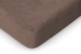 LINNICK Velours Hoeslaken - Hoeslaken 190/200x200/220 - Lits Jumeaux Hoeslakens - Taupe