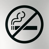 Roken verboden bord, geborsteld aluminium 150 x 150 mm