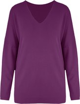 Trui Lauren - Zachte Basic Trui met V-hals - Dun Gebreid - Magenta