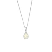 Lucardi Dames Ketting met hanger druppel kristal opal - Echt Zilver - Ketting - Cadeau - 5 cm - Zilverkleurig