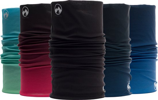 MowMow 5-pack Nekwarmer - Sjaal - Bandana - Fiets - Sport - Wintersport - Heren - Dames