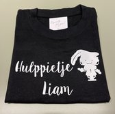T-shirt Hulppietje, baby/kinder shirt, korte mouw, gepersonaliseerd, wit of zwart