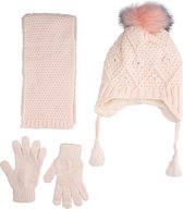 Kitti 3-Delig Winter Set | Muts met Fleecevoering - Sjaal - Handschoenen | 4-8 Jaar Meisjes | Bloem-01 (K2170-03)