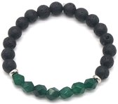 Armband Heren - Lavasteen 8 mm - Facet Geslepen Groene Jade