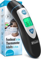 iProven DMT-489BL - Voorhoofd Thermometer - Oorthermometer - Koortsthermometer - Snelle meting - Lichaamsthermometer - Kleuren LCD scherm