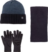 SUYUTTI Heren 3-Delig Winter Set | Muts met Fleecevoering - Sjaal - Handschoenen | Eenvoudige Elegantie-01 (K2203-01)