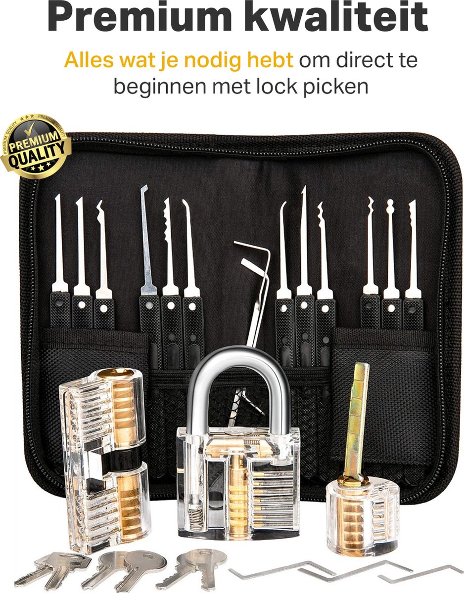 Kit De Crochetage 27 Pièces Avec Pistolet Et Serrures Transparentes – YQLEISHI, Neuf