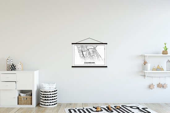Porte-affiche avec affiche - Affiche scolaire - Plan de la ville - Zaandam - Nederland - 60x40 cm - Lattes noires