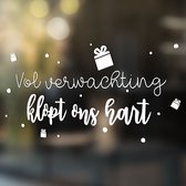 Sinterklaas Raamsticker Vol verwachting klopt ons hart - Jongen en meisje - Cadeau - Raamdecoratie - Sint en piet - Sticker
