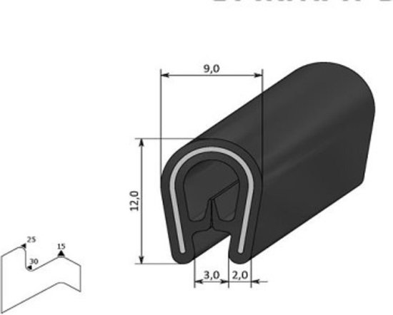 VRR - U-profiel - Klemprofiel rubber - randbescherming 1-3 mm - Per 5 , 10  of 50 meter | bol.com