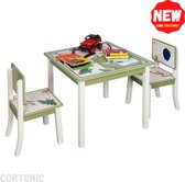 Cortonic Kindertafel 2 Stoelen - Activiteiten Tafel - Speeltafel voor Kinderen - Kindertafel voor Baby’s & Peuters - Kindereethoek - Kinderbureau - Kindertafel en Stoeltjes - Jungl