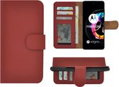 Motorola Moto Edge 20 Lite Hoesje - Bookcase - Portemonnee Hoes Echt leer Wallet case Rood