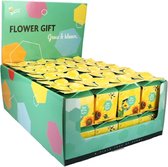 Buzzy Zonnebloem Flower Gift - bloempotje + zakje zaden + potgrondtabletje - 48 doosjes - leuk om uit te delen