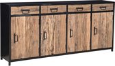 Dressoir met 4 deuren en 4 laden 200x35x90 cm mangohout en metaal