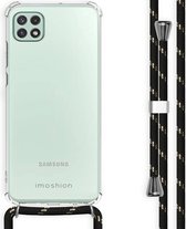 iMoshion Backcover met koord Samsung Galaxy A22 (5G) hoesje - Zwart / Goud