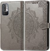 iMoshion Hoesje Geschikt voor Xiaomi Redmi Note 10 (5G) Hoesje Met Pasjeshouder - iMoshion Mandala Bookcase - Grijs