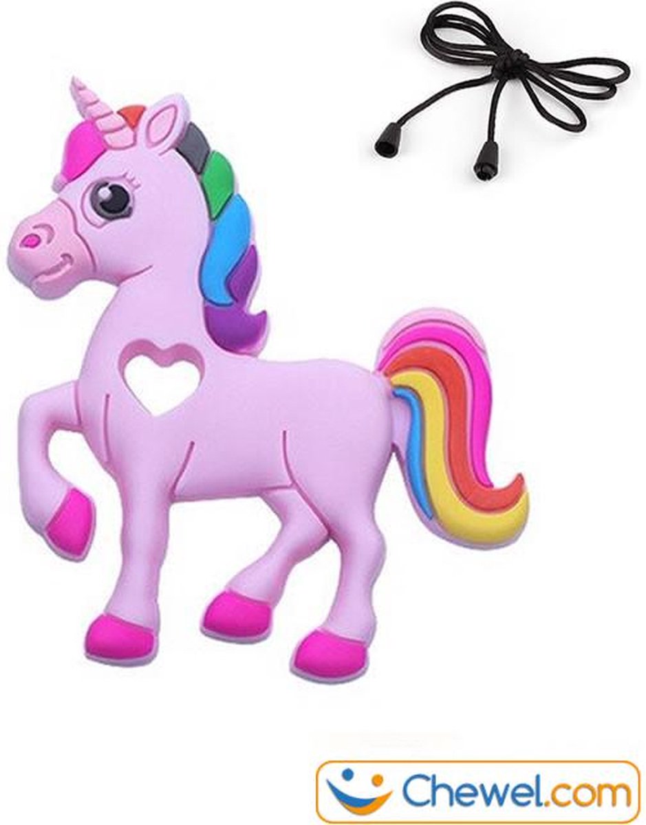 Chewel® Bijtketting Unicorn Eenhoorn Regenboog Roze | Meer Rust en Concentratie op School/Thuis | Stop Nagelbijten en Overprikkeling | BPA vrij — afbeelding 5