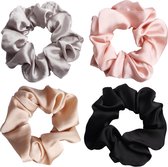 Set 4 Stuks Haar Scrunchies - Haarelastiek - Elastiekje - Elastiek - Vrouwen - Dames - Tieners - Meiden - Dans - Yoga - Hardlopen - Sport - Haaraccessoires